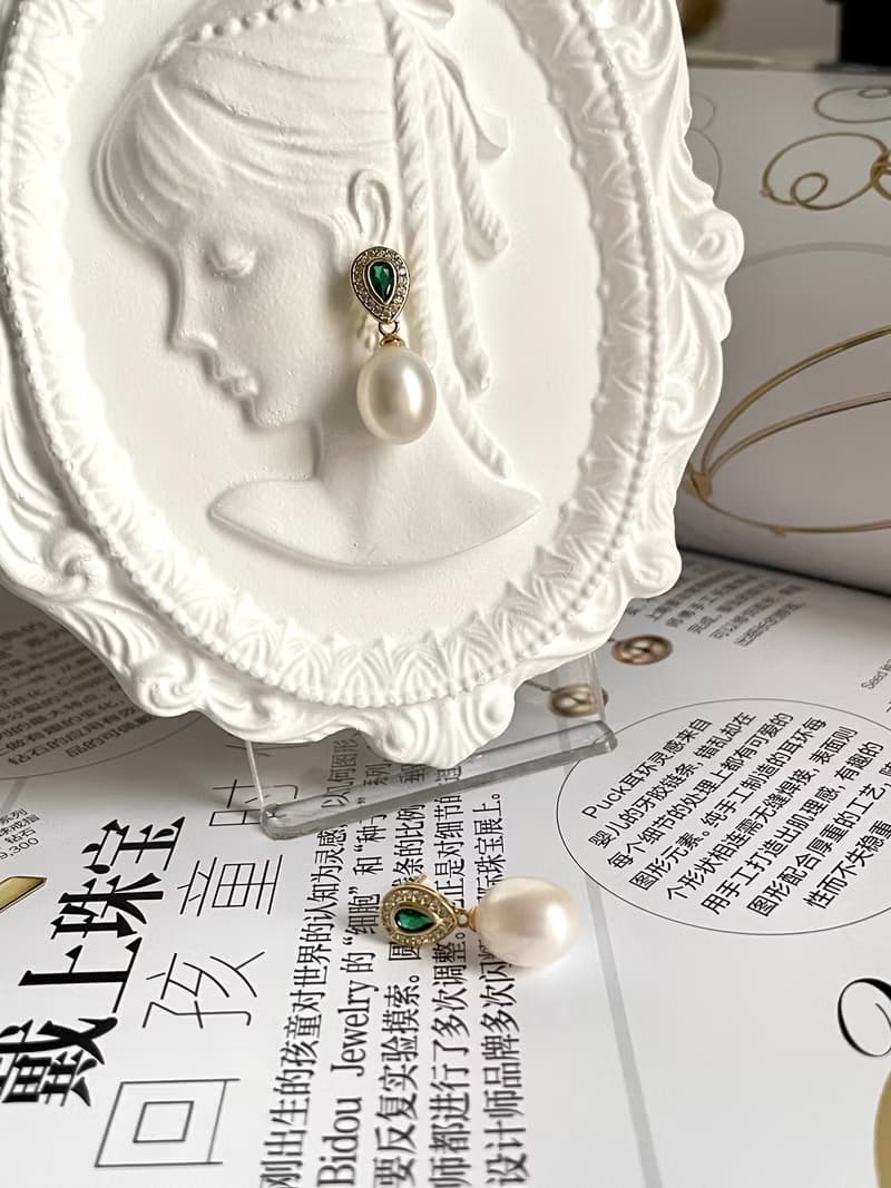 天然淡水珍珠 S925銀款 鋯石 鑲嵌 耳飾