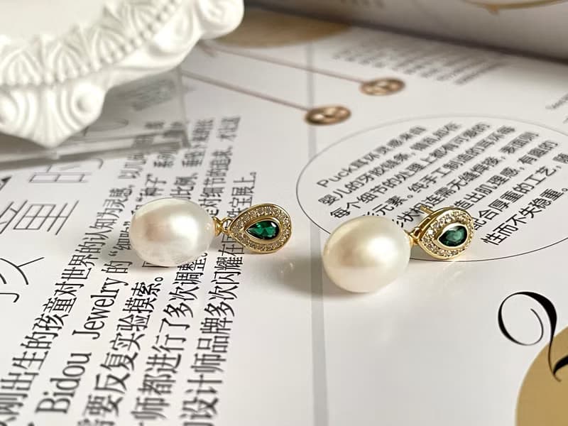 天然淡水珍珠 S925銀款 鋯石 鑲嵌 耳飾