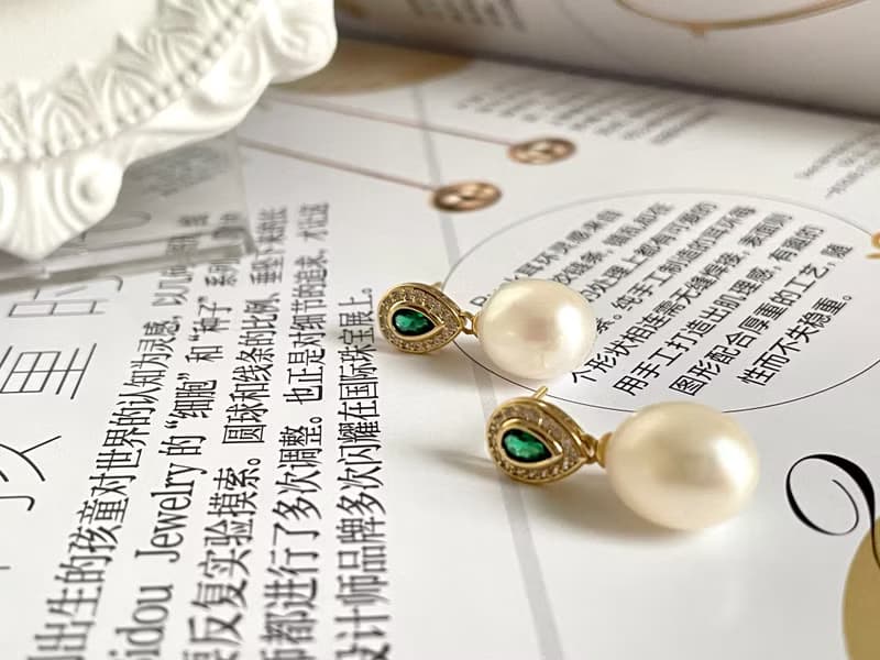 天然淡水珍珠 S925銀款 鋯石 鑲嵌 耳飾