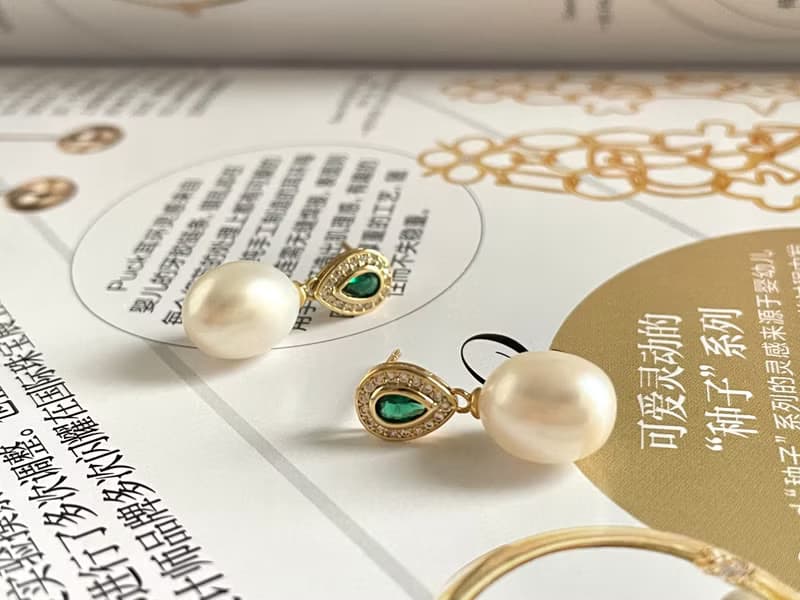 天然淡水珍珠 S925銀款 鋯石 鑲嵌 耳飾