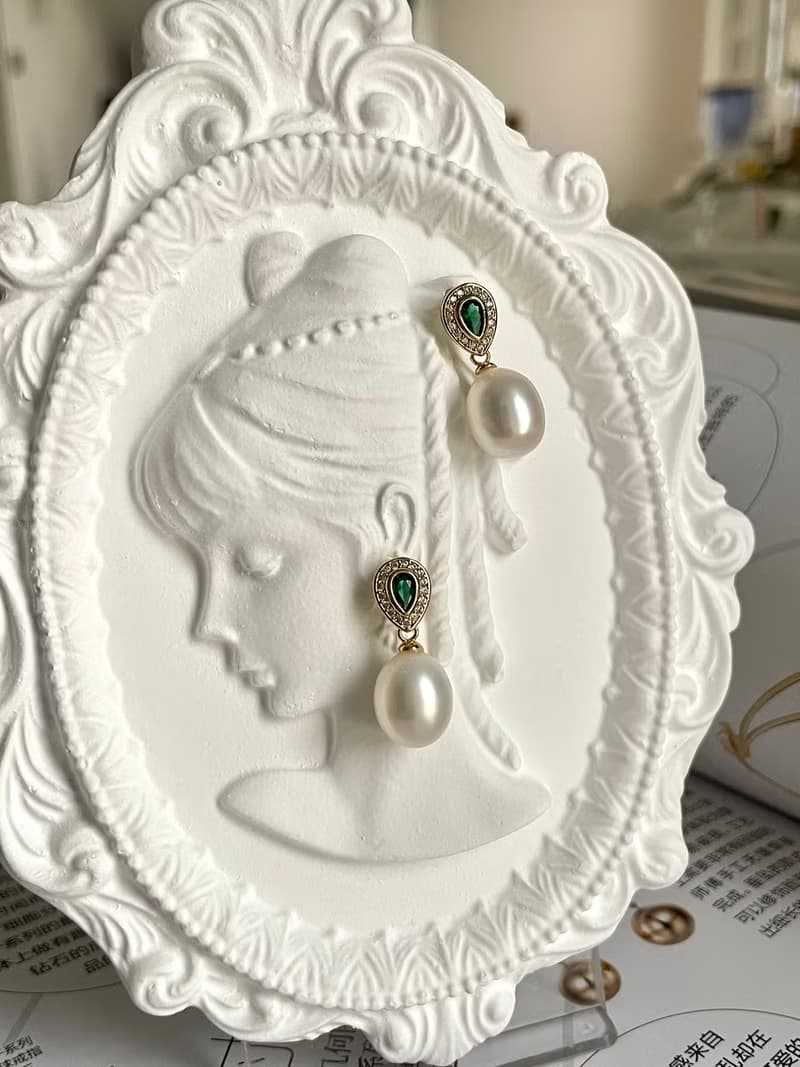 天然淡水珍珠 S925銀款 鋯石 鑲嵌 耳飾