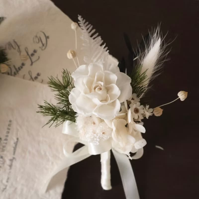 永生花胸花 新郎胸花 伴娘胸花 永生手腕花 伴娘手腕花