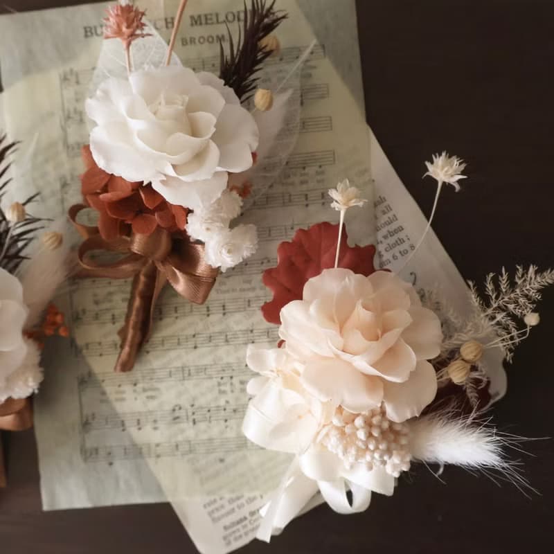 永生花胸花 新郎胸花 伴娘胸花 永生手腕花 伴娘手腕花