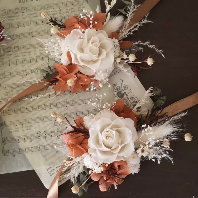 永生花胸花 新郎胸花 伴娘胸花 永生手腕花 伴娘手腕花