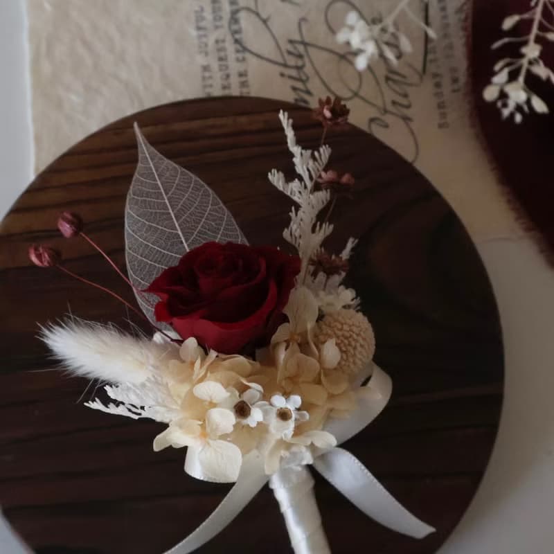 永生花胸花 新郎胸花 伴娘胸花 永生手腕花 伴娘手腕花