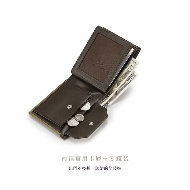 【男生禮物/24H出貨】真皮皮夾 8卡中翻子夾 壓釦零錢-0103-10903
