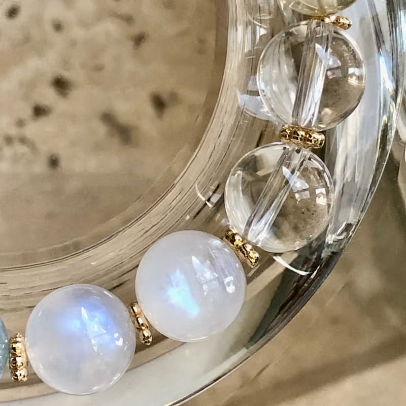 ITS-B661【聚寶盆・月光石綠髮晶海藍寶黃晶】天然石水晶手鍊手環