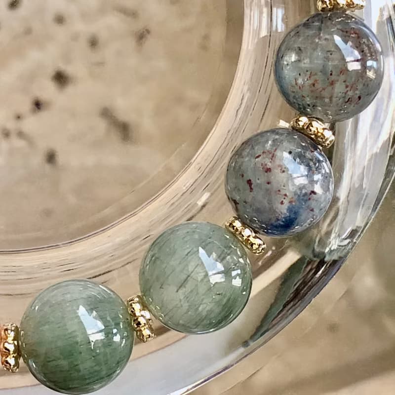 ITS-B661【聚寶盆・月光石綠髮晶海藍寶黃晶】天然石水晶手鍊手環