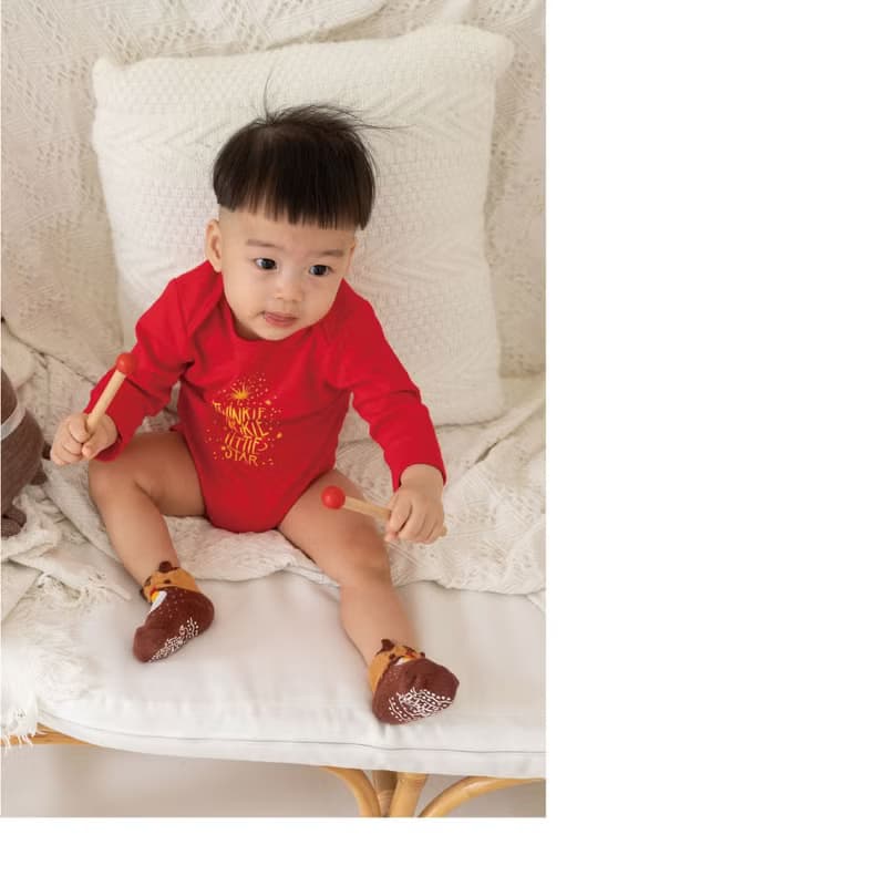 立體止滑寶寶襪3款各1雙(紙卡裝)  雪人 聖誕老公公 馴鹿
