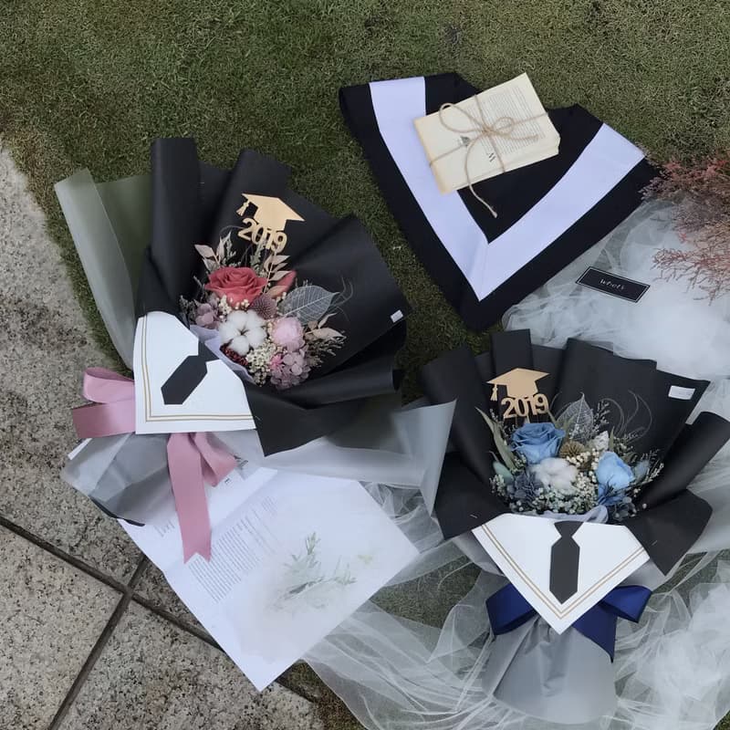 畢業花束 \致男友\永生花花束 學士服包裝 畢業禮物