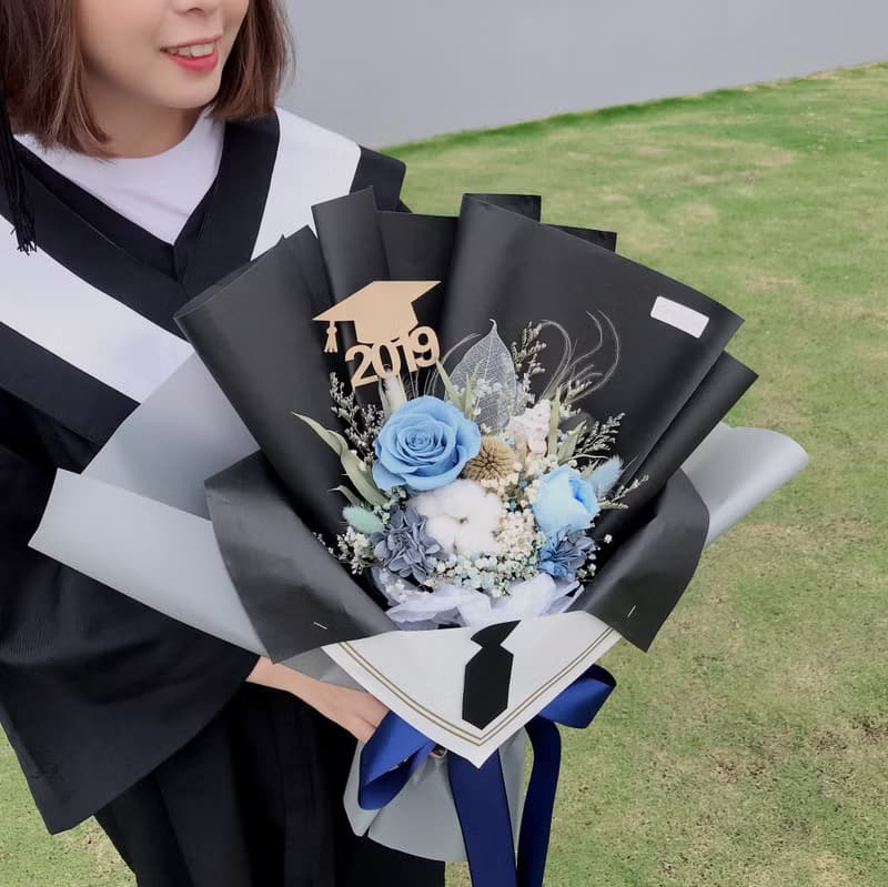 畢業花束 \致男友\永生花花束 學士服包裝 畢業禮物