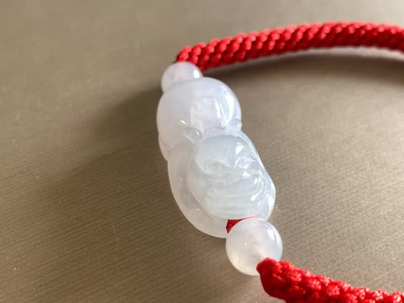 免費開光 快速出貨 天然A貨緬甸玉翡翠 招財貔貅手鍊 白翡