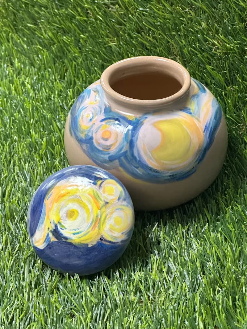 梵谷星空星夜 純手工製作繪製 陶瓷茶倉 茶葉罐