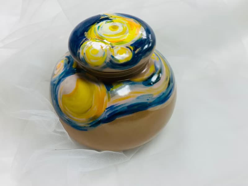 梵谷星空星夜 純手工製作繪製 陶瓷茶倉 茶葉罐
