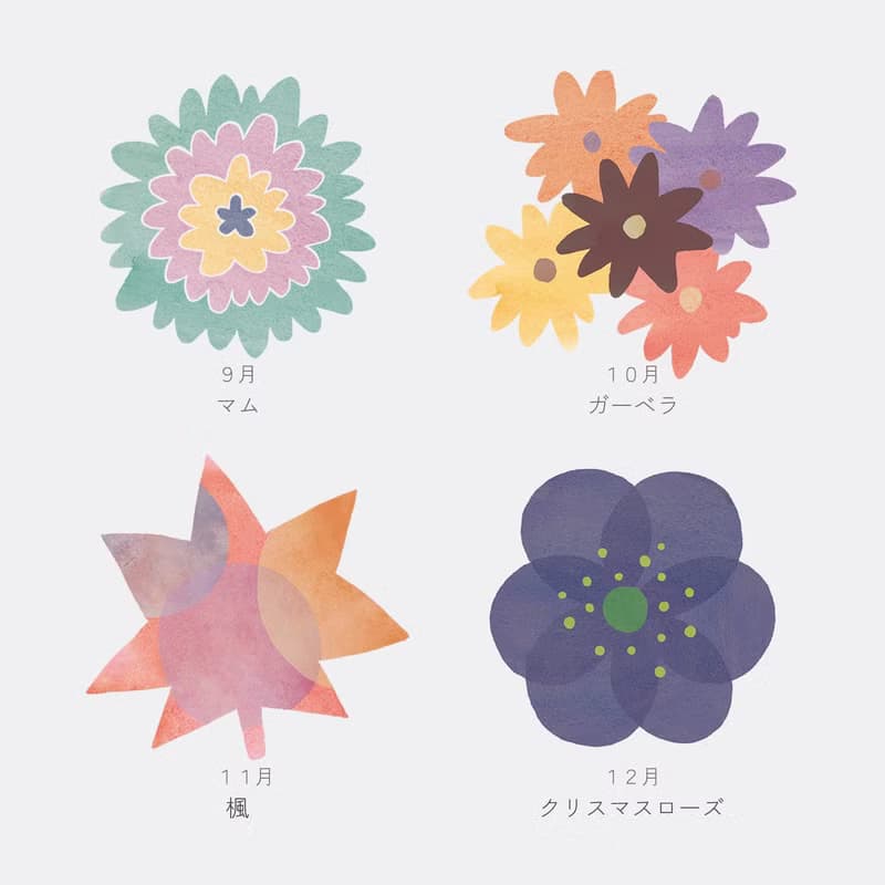 /// 選べる始まりの月 /// お花のかたちのカレンダー