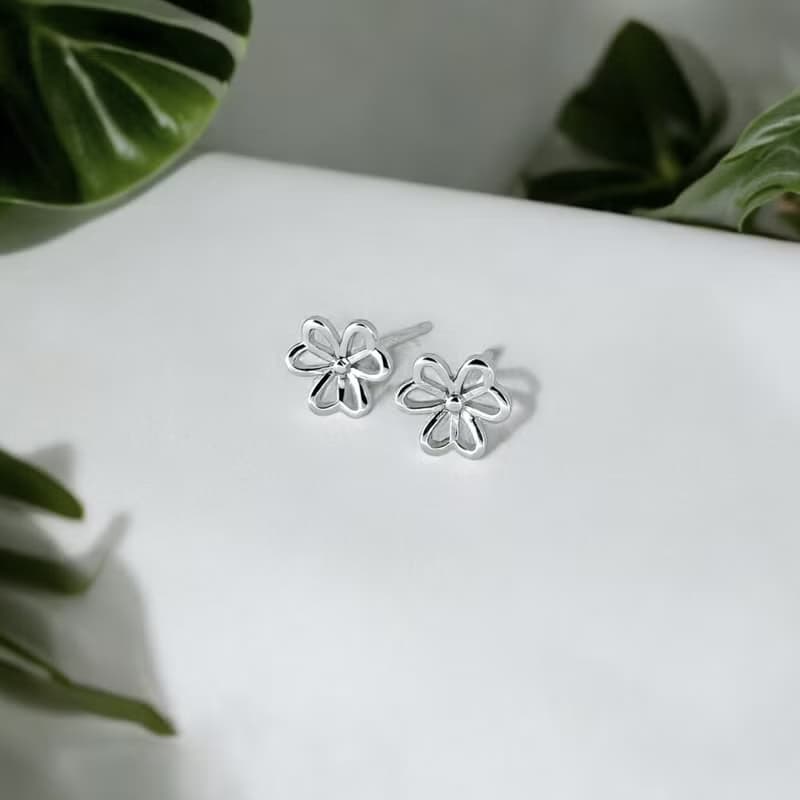 925純銀 | 簍空線條小花_耳環