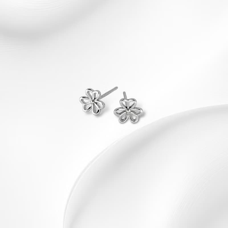 925純銀 | 簍空線條小花_耳環