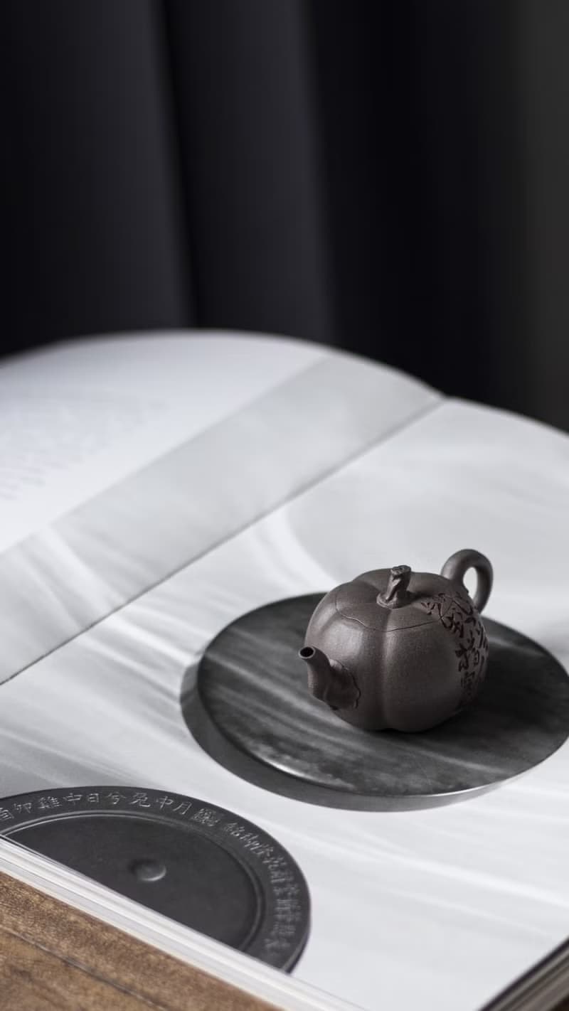 送禮紫砂壺茶壺小南瓜 草书款 极品青灰料 全手工制作 65CC高端茶