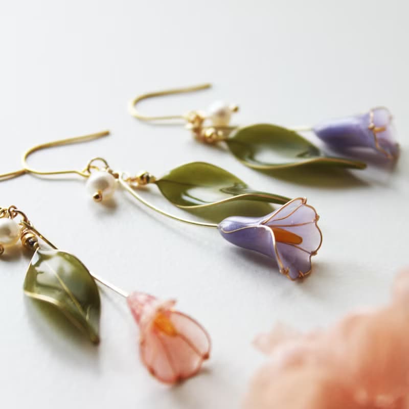 【海芋耳環】 海芋耳環 手工銅線樹脂 耳環/耳夾