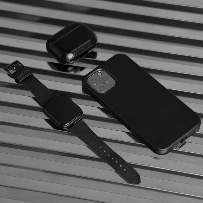 皮革手機殼 iPhone12 13 Pro/Max 支援Magsafe 自訂文字刻印 - 黑