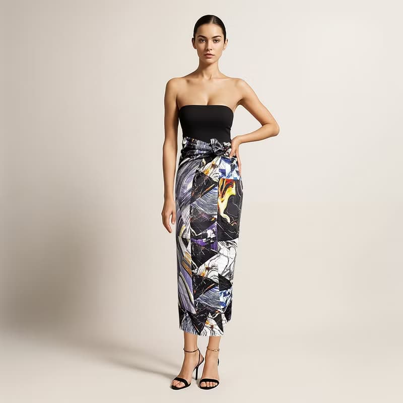 ::真絲棉輕薄大圍巾::披肩/裹裙/沙灘巾::多功能百搭::抽象圖案