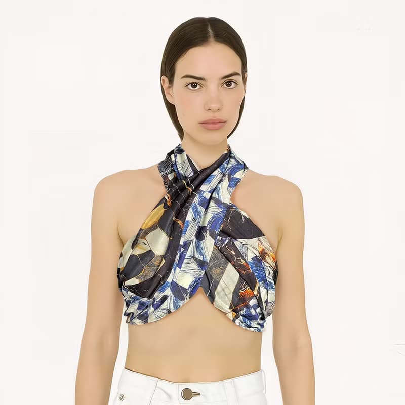 ::真絲棉輕薄大圍巾::披肩/裹裙/沙灘巾::多功能百搭::抽象圖案