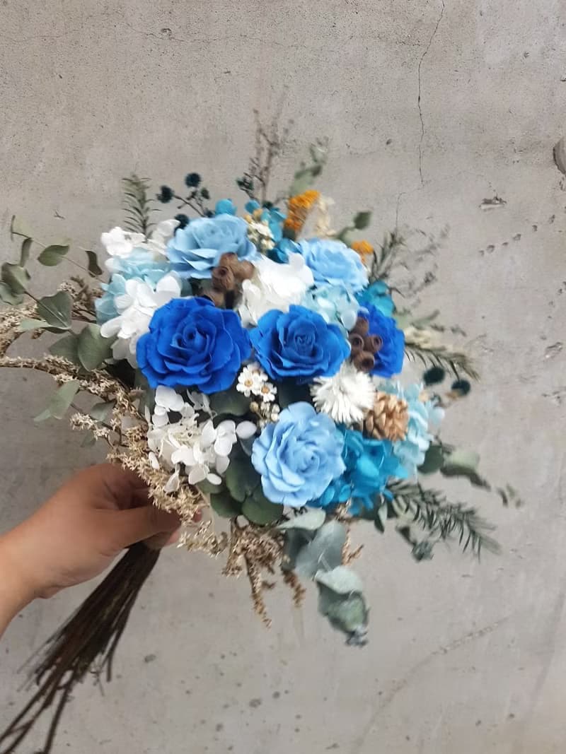 海藏設計│個性。海軍藍乾燥捧花/永生花捧花