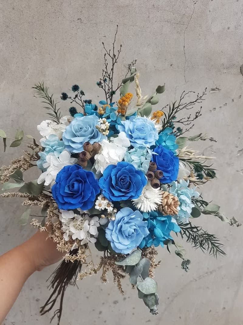 海藏設計│個性。海軍藍乾燥捧花/永生花捧花