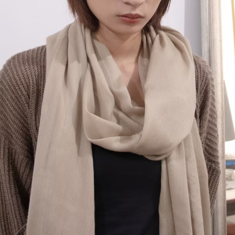 【保暖道具】喀什米爾 Cashmere 羊毛圍巾 - 卡其