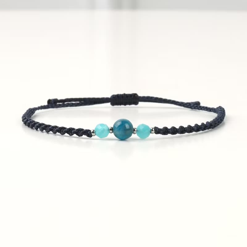 Apatite Amazonite gemstone macrame knot bracelet