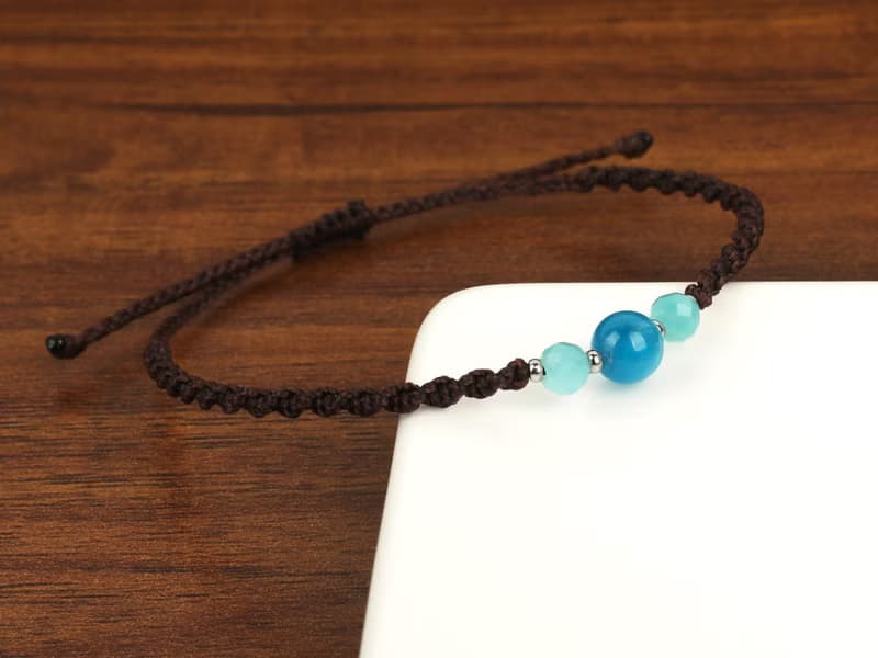 Apatite Amazonite gemstone macrame knot bracelet