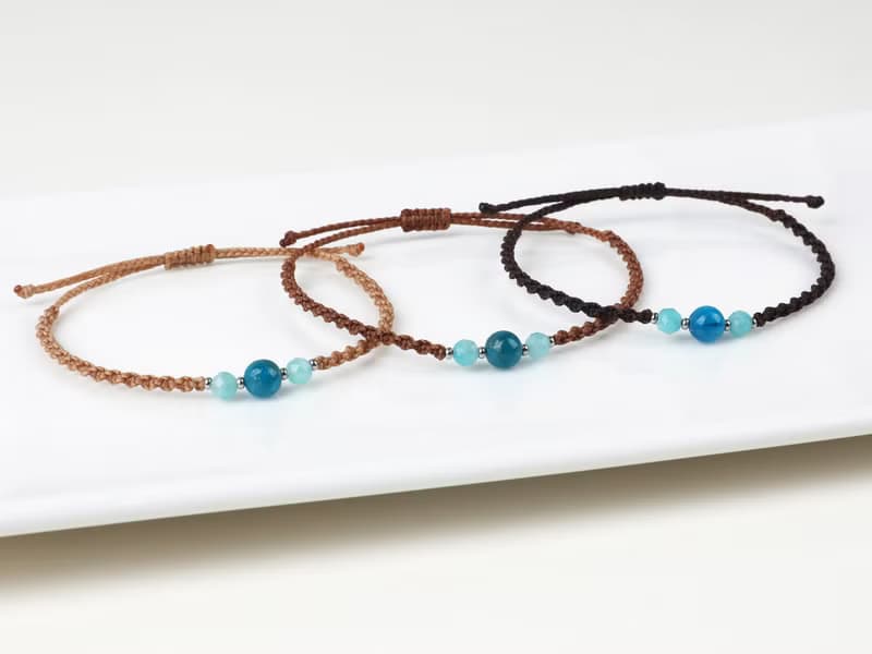 Apatite Amazonite gemstone macrame knot bracelet