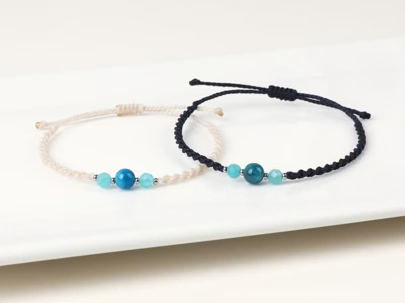 Apatite Amazonite gemstone macrame knot bracelet