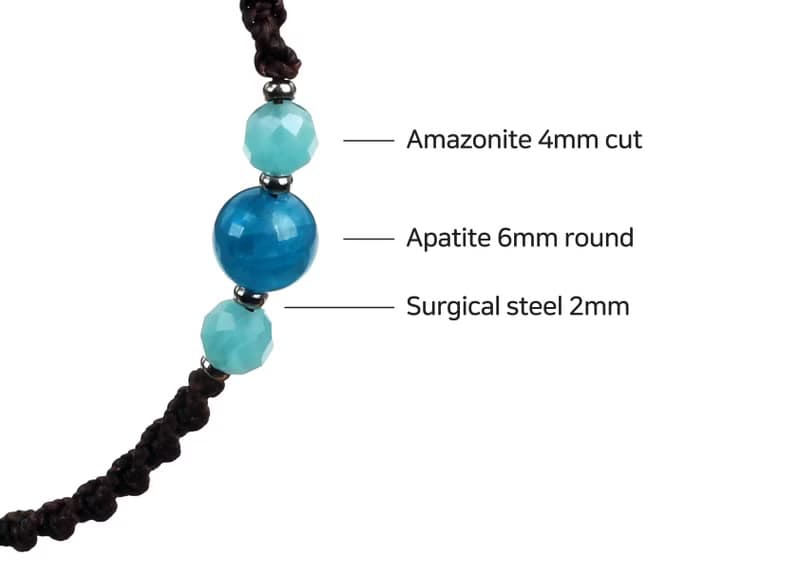 Apatite Amazonite gemstone macrame knot bracelet