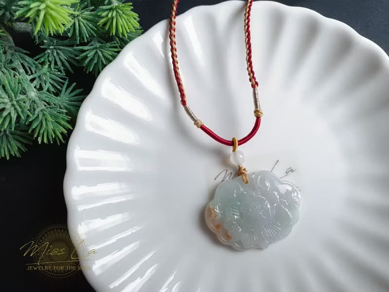 天然緬甸玉 翡翠 紅翡 牡丹花 吊墜 花開富貴 禮物 項鍊 花中之王