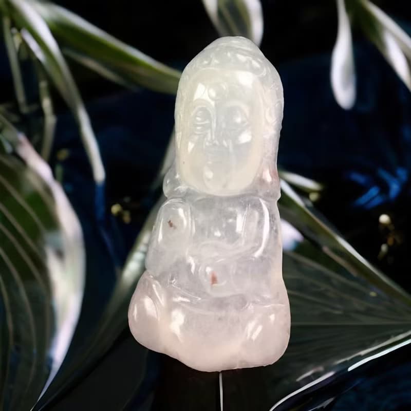 冰種灑金翡翠寶寶佛 | 天然緬甸玉翡翠A貨 | 送禮