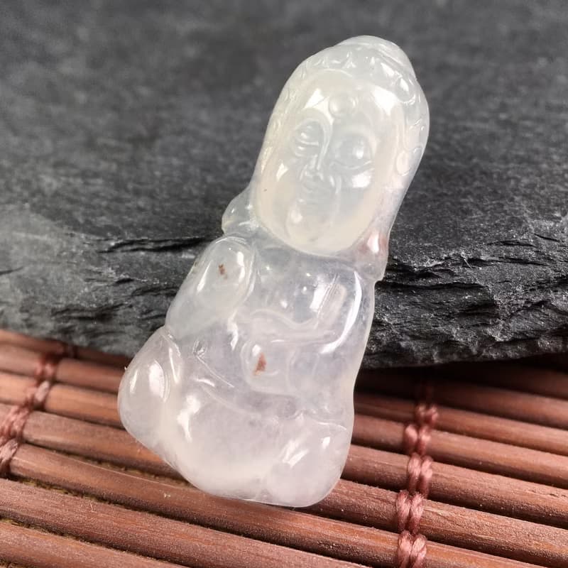 冰種灑金翡翠寶寶佛 | 天然緬甸玉翡翠A貨 | 送禮