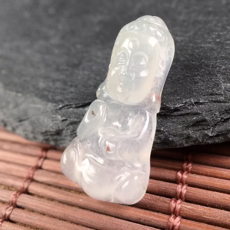 冰種灑金翡翠寶寶佛 | 天然緬甸玉翡翠A貨 | 送禮