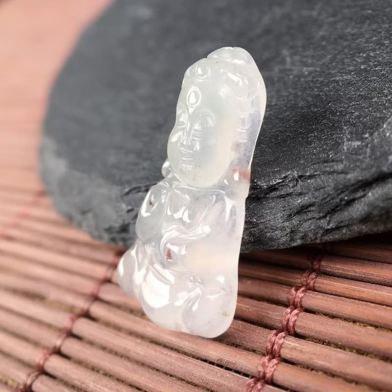 冰種灑金翡翠寶寶佛 | 天然緬甸玉翡翠A貨 | 送禮