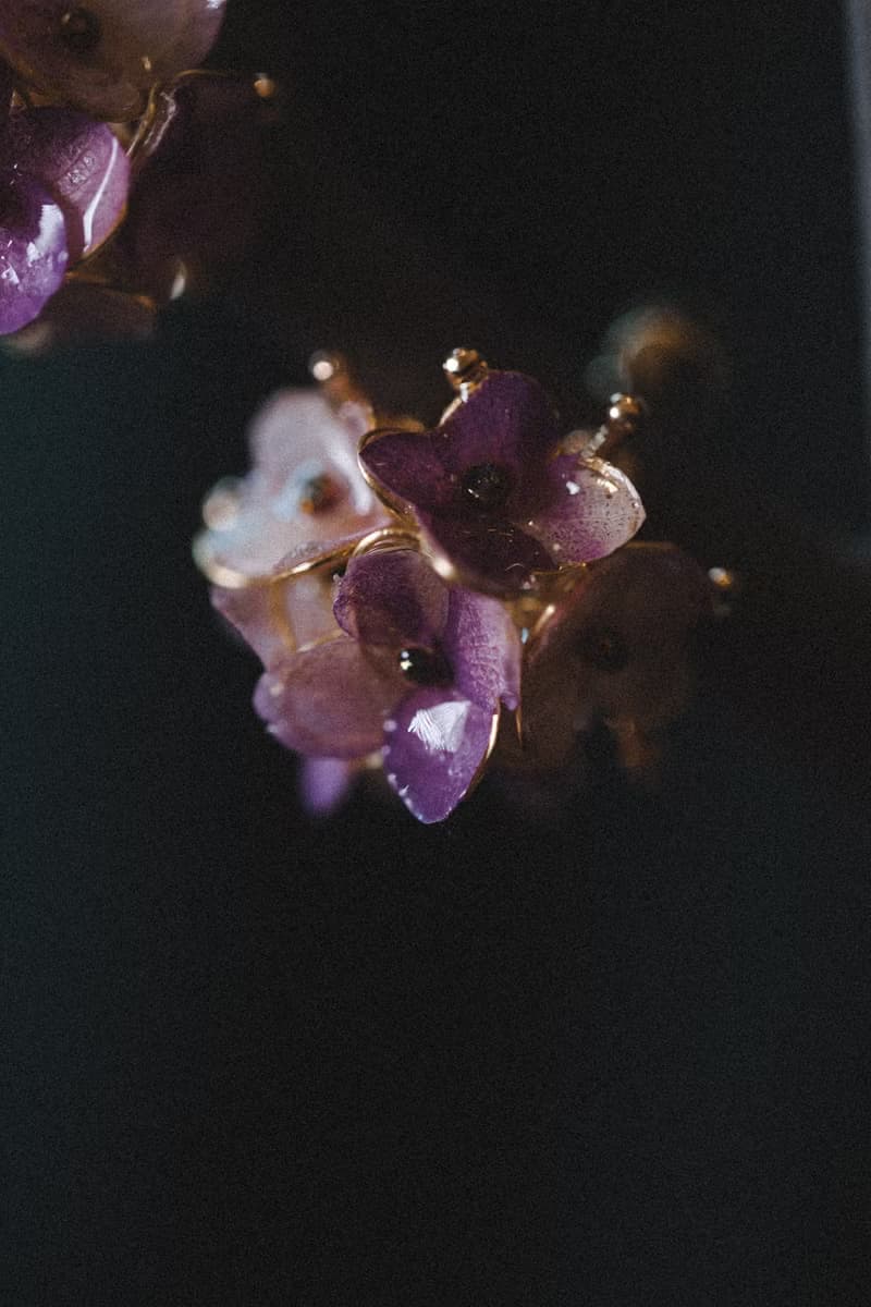 繡球花葉脈  夢幻漸層紫 水晶花樹脂耳環 可改耳夾耳針