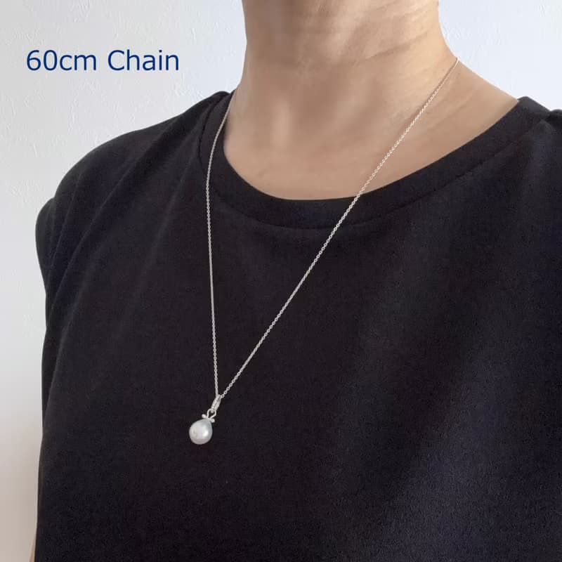 南洋白蝶ドロップパールのシルバー製ペンダントネックレス