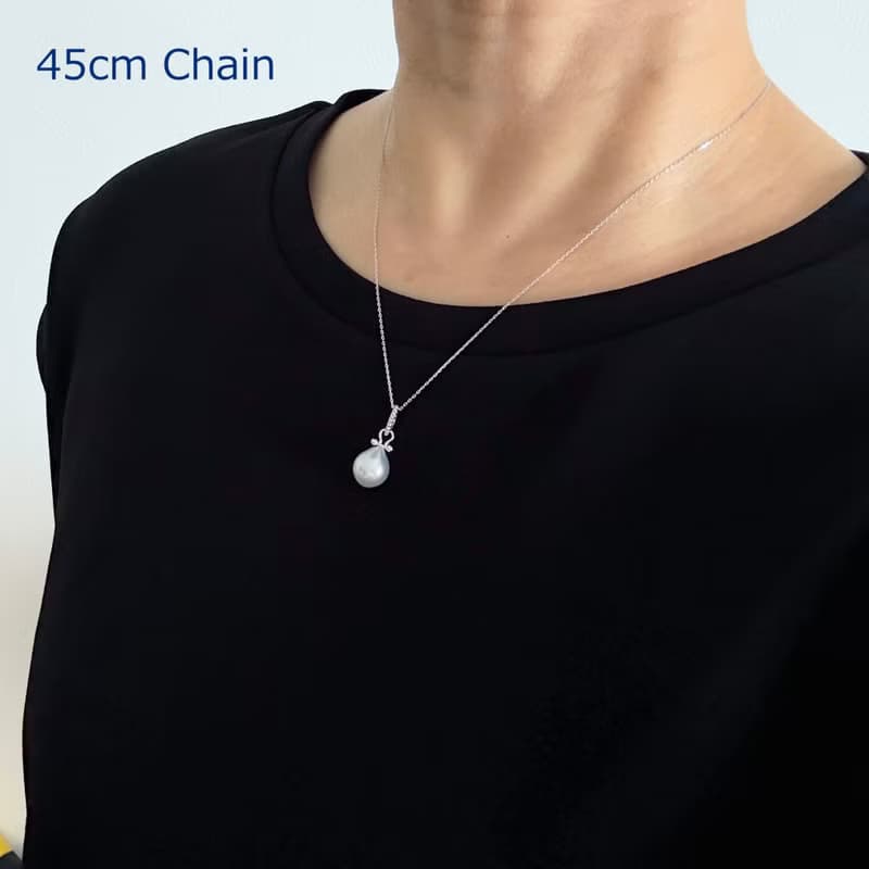 南洋白蝶ドロップパールのシルバー製ペンダントネックレス