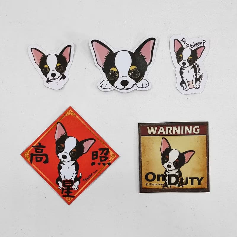 短毛吉娃娃 4毛色 寵物防水抗曬貼紙 行李箱 滑板 衝浪板 春聯