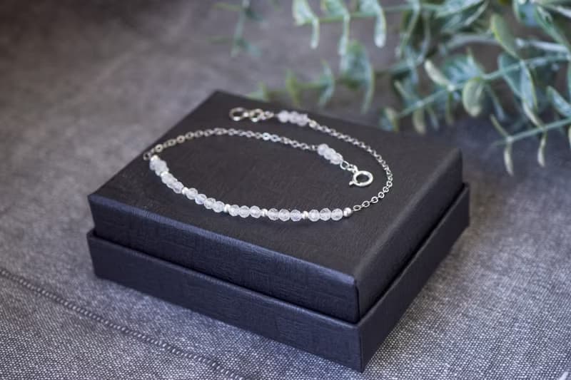 925 Silver Leg Bracelet, Moonstone Anklet, Capricorn stone, Christmas gift