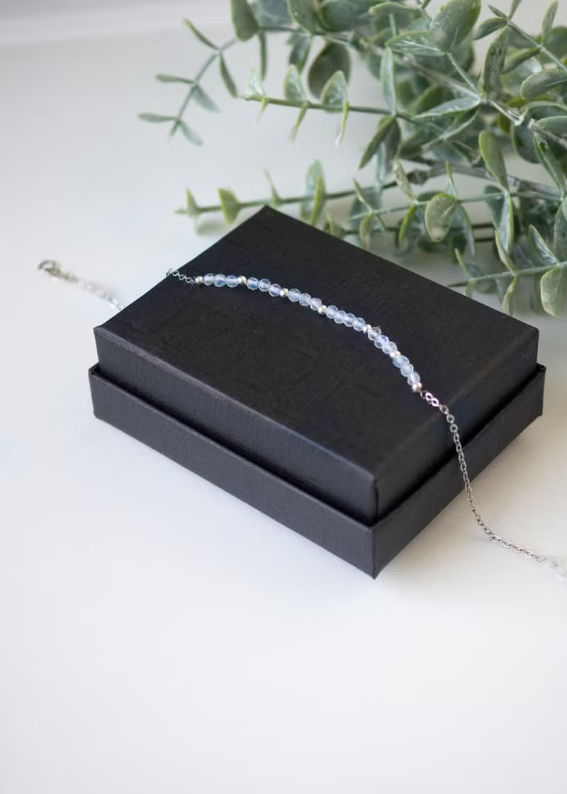 925 Silver Leg Bracelet, Moonstone Anklet, Capricorn stone, Christmas gift