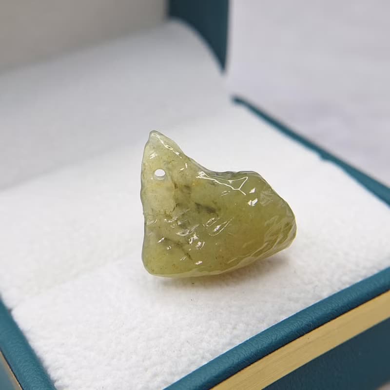 冰種起膠黃翡原石 無事牌吊墜牌件 | 天然緬甸玉A貨翡翠