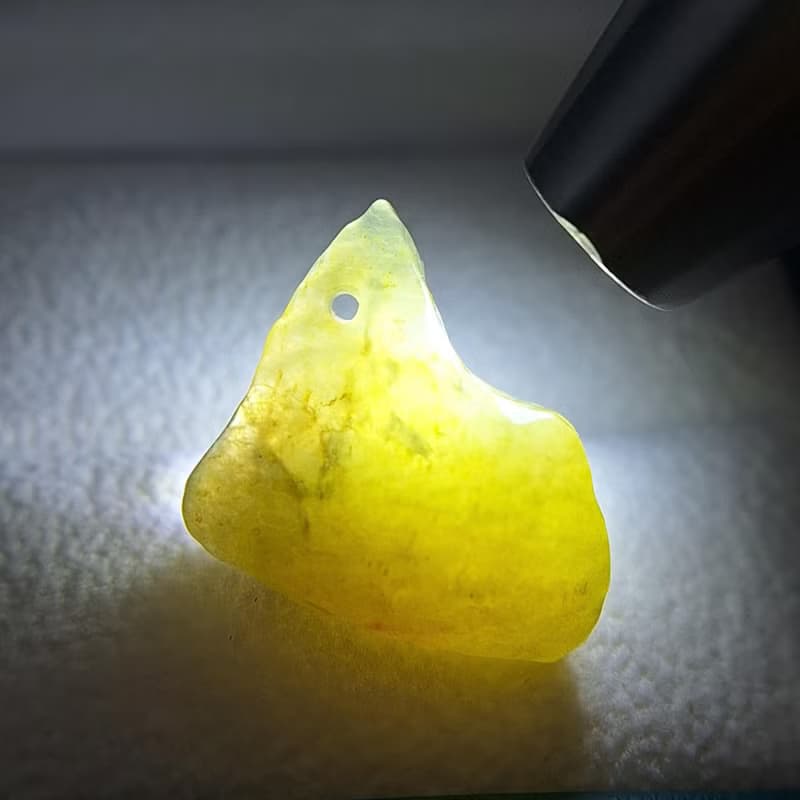 冰種起膠黃翡原石 無事牌吊墜牌件 | 天然緬甸玉A貨翡翠