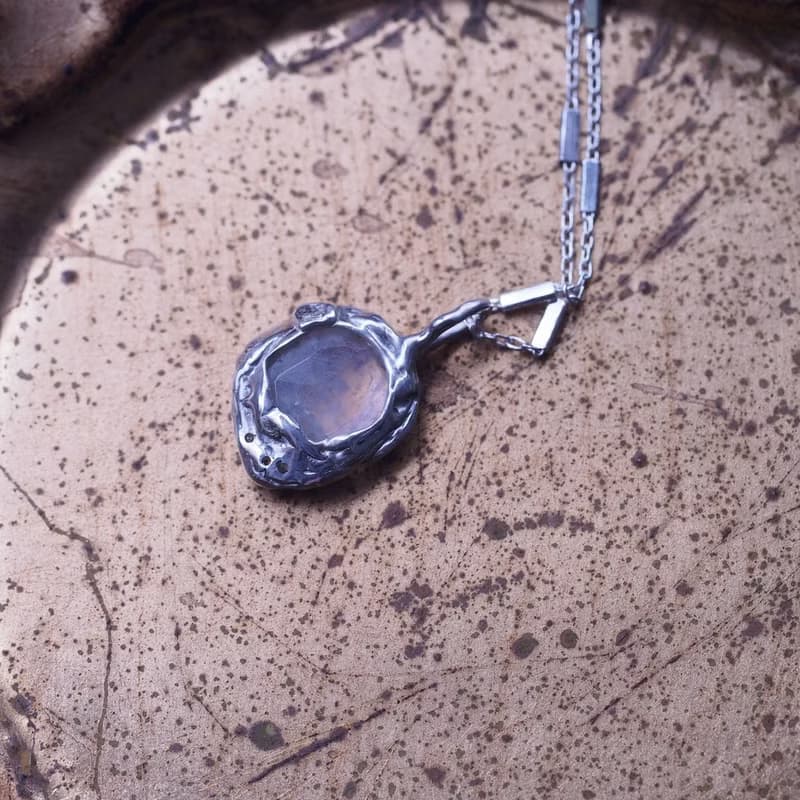 月光石手工純銀項鍊 六月誕生石 短項鍊 Moonstone