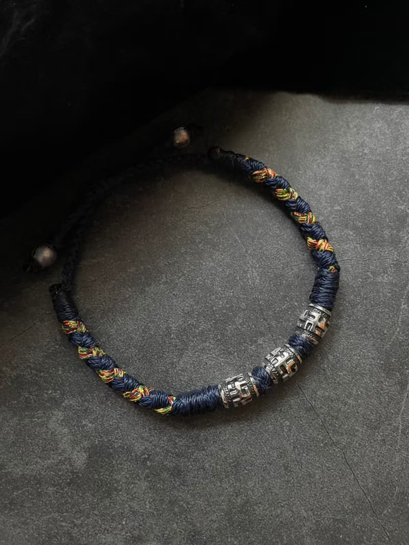 蓮生系列【連紋卍字】 五色線手繩/925純銀/吉祥祝福・能量守護