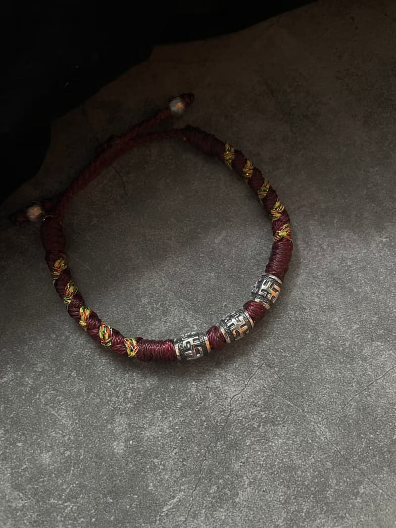 蓮生系列【連紋卍字】 五色線手繩/925純銀/吉祥祝福・能量守護